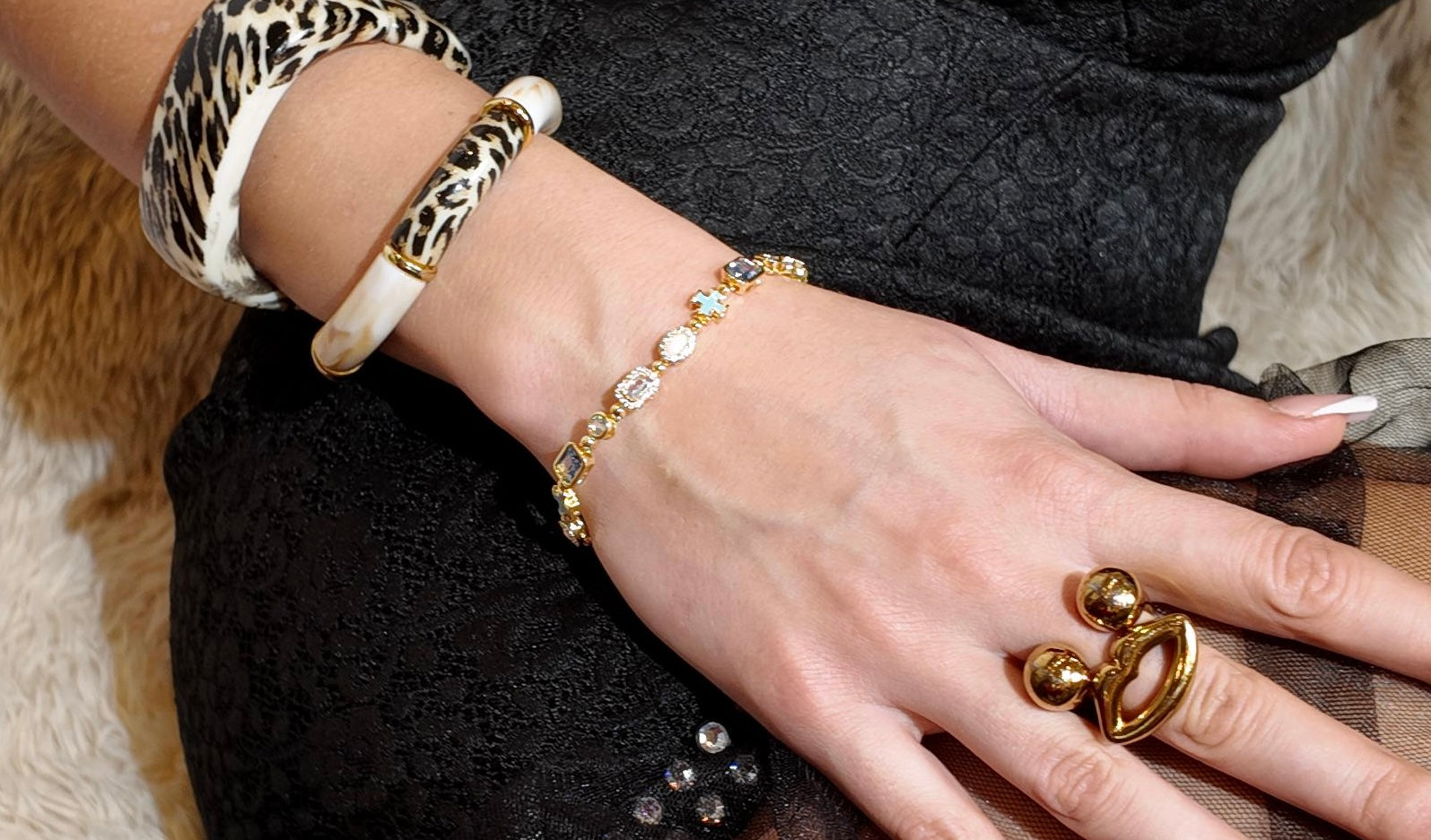 Pulsera de eslabones Celeste