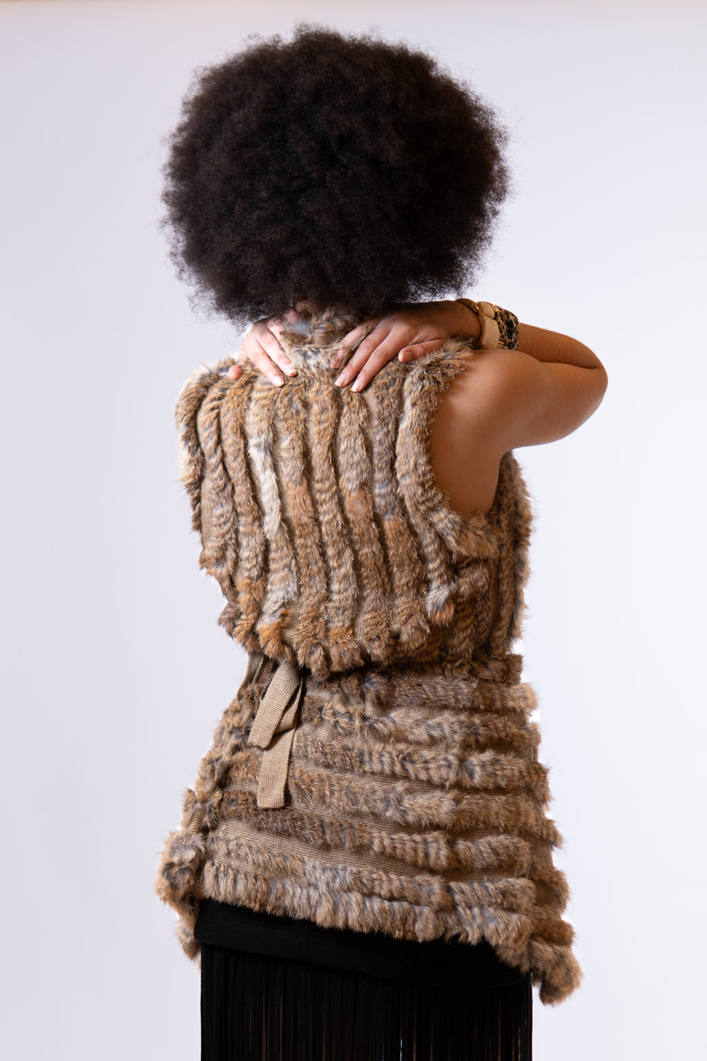 NALA Textured Fur Vest in Earth Brown