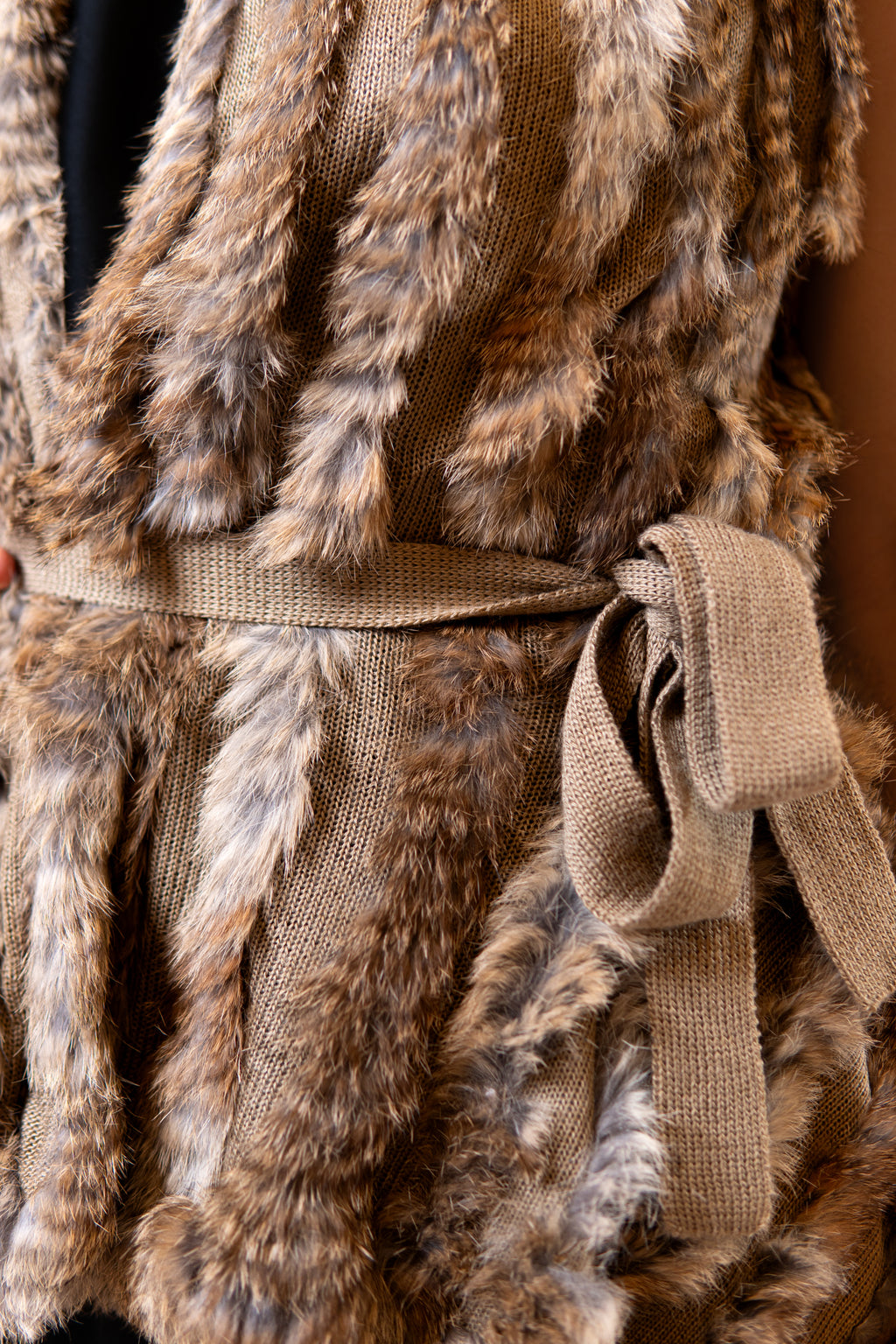 NALA Textured Fur Vest in Earth Brown