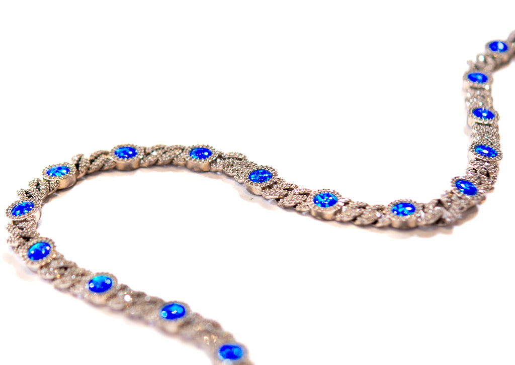 Opal Blue Cuban Link Chain S