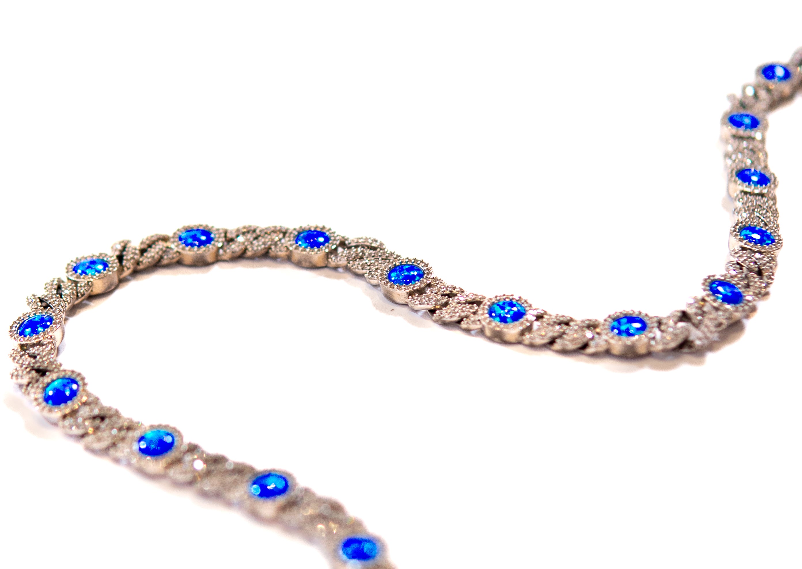 Opal Blue Cuban Link Chain S