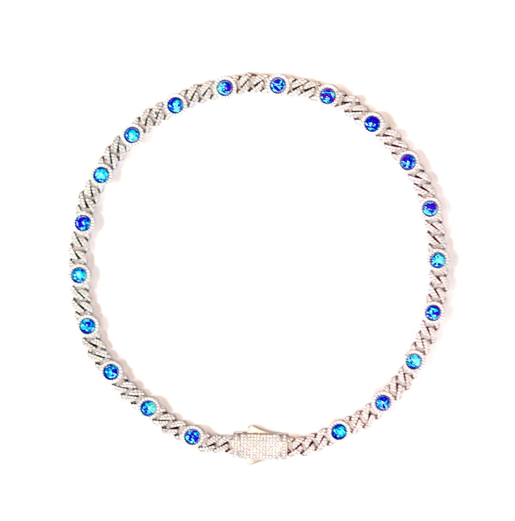 Opal Blue Cuban Link Chain S