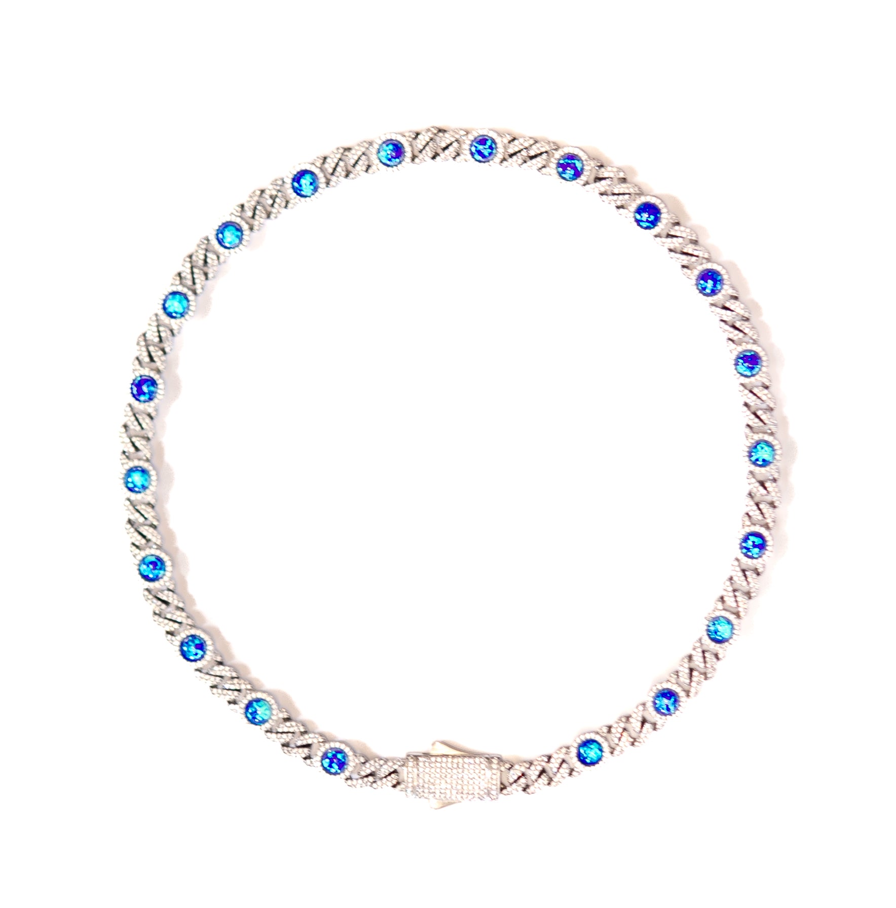 Opal Blue Cuban Link Chain S