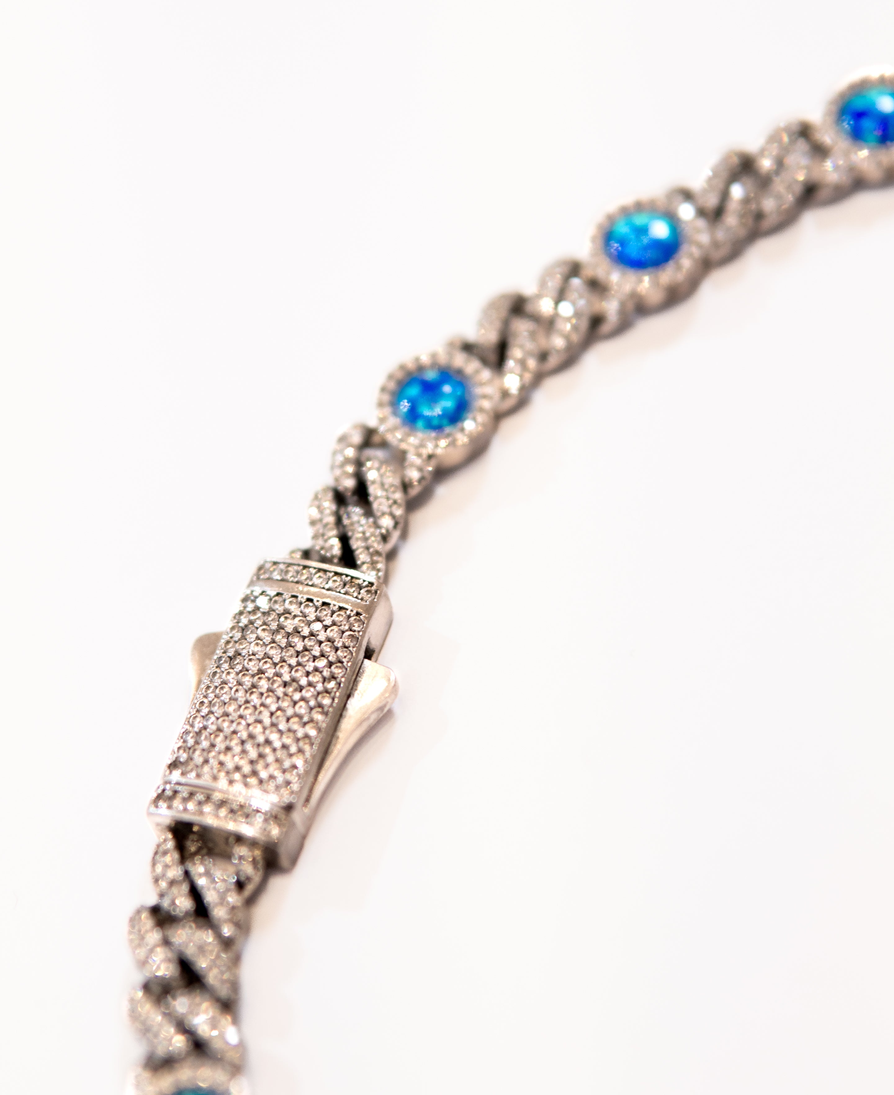 Opal Blue Cuban Link Chain S