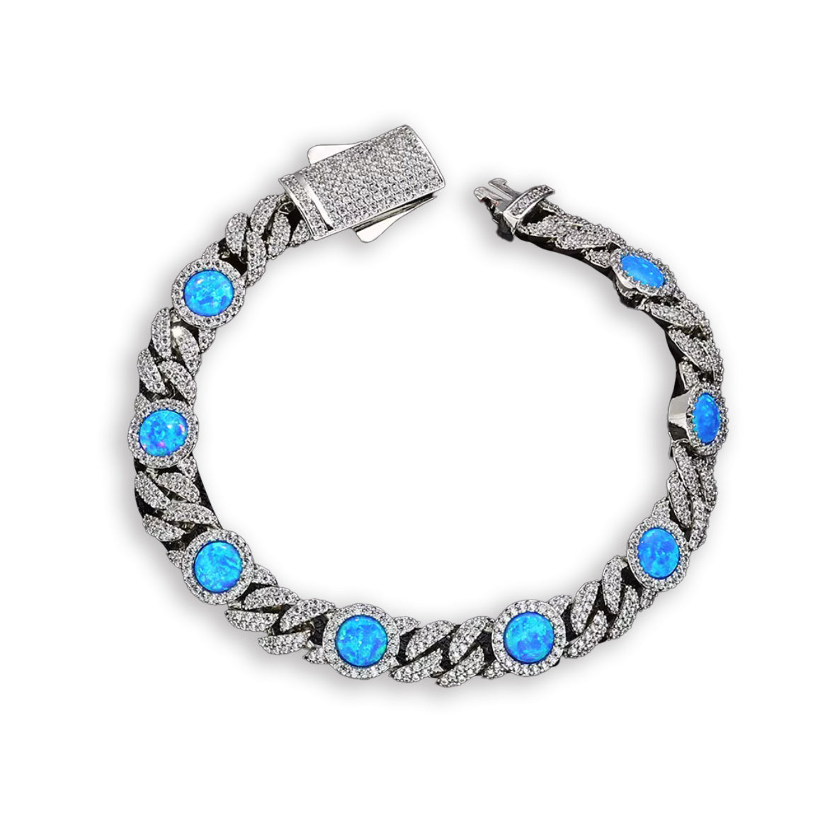 Pulsera Cubana Azul Ópalo