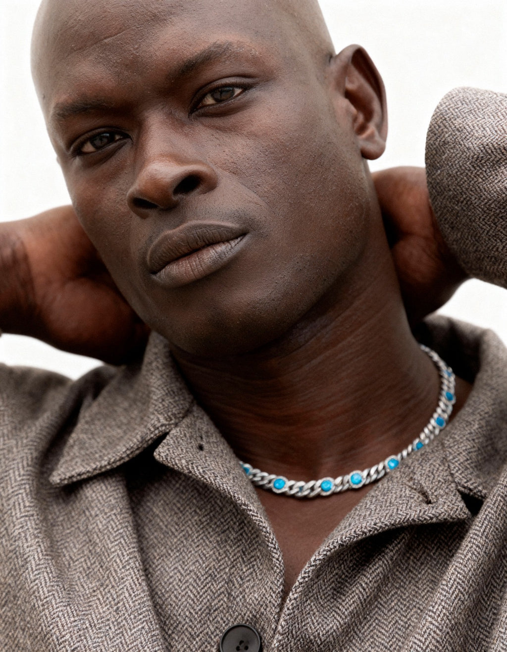 Opal Blue Cuban Link Chain S